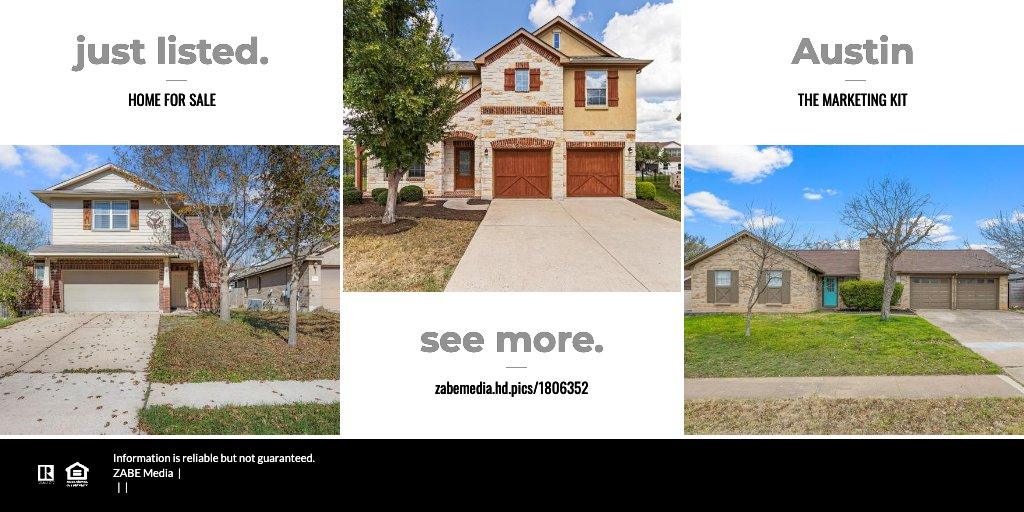 Just listed social graphic laid out with three listing photographs and the ZABE Media credit line